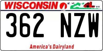 WI license plate 362NZW
