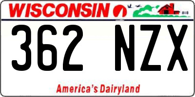 WI license plate 362NZX