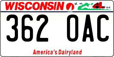 WI license plate 362OAC