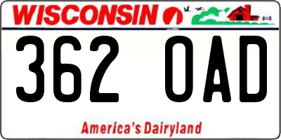 WI license plate 362OAD
