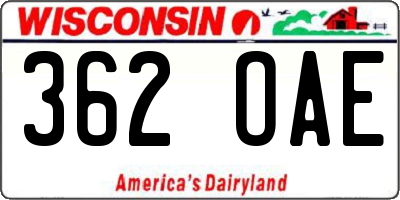 WI license plate 362OAE