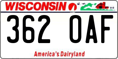 WI license plate 362OAF