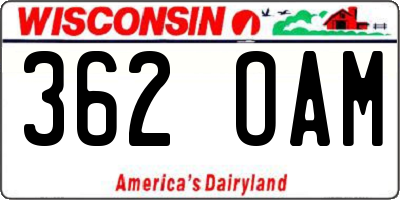 WI license plate 362OAM