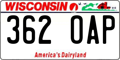 WI license plate 362OAP