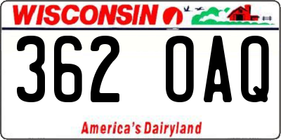 WI license plate 362OAQ