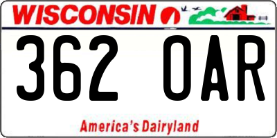 WI license plate 362OAR
