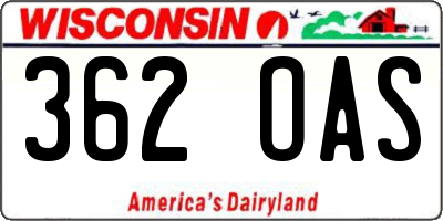 WI license plate 362OAS