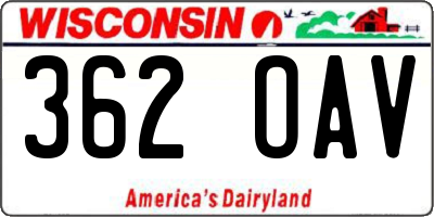 WI license plate 362OAV