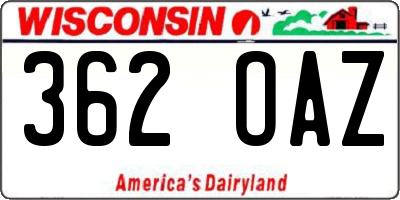 WI license plate 362OAZ