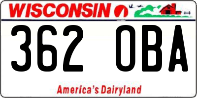 WI license plate 362OBA