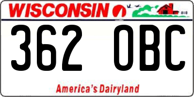 WI license plate 362OBC