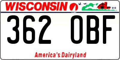 WI license plate 362OBF