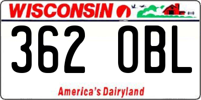 WI license plate 362OBL