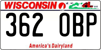 WI license plate 362OBP