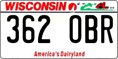 WI license plate 362OBR