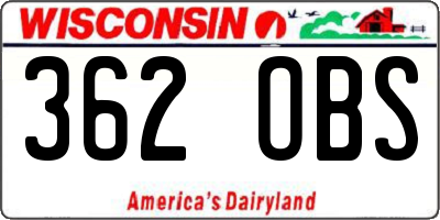 WI license plate 362OBS