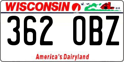 WI license plate 362OBZ