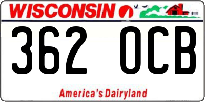 WI license plate 362OCB