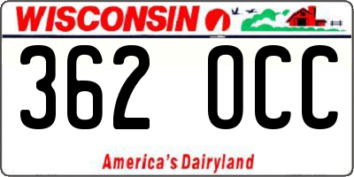 WI license plate 362OCC
