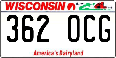 WI license plate 362OCG