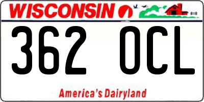 WI license plate 362OCL