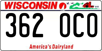 WI license plate 362OCO