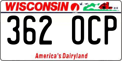 WI license plate 362OCP