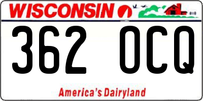 WI license plate 362OCQ