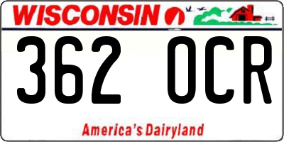 WI license plate 362OCR