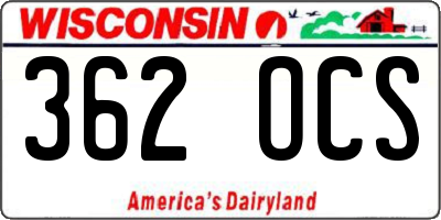 WI license plate 362OCS