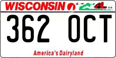 WI license plate 362OCT
