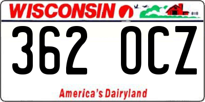 WI license plate 362OCZ