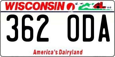 WI license plate 362ODA