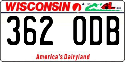 WI license plate 362ODB