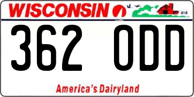 WI license plate 362ODD