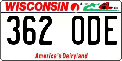 WI license plate 362ODE