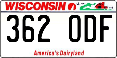 WI license plate 362ODF
