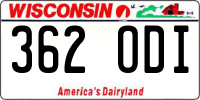 WI license plate 362ODI