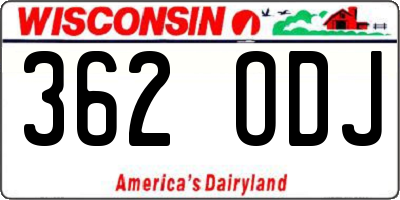 WI license plate 362ODJ
