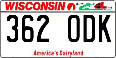 WI license plate 362ODK