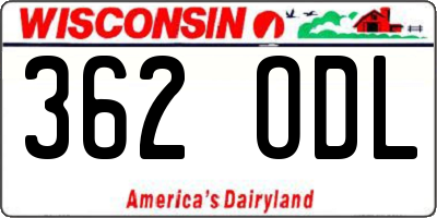 WI license plate 362ODL
