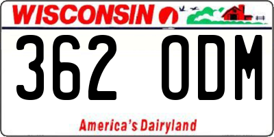 WI license plate 362ODM