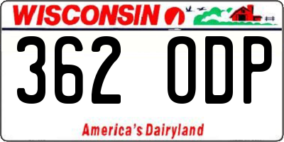 WI license plate 362ODP
