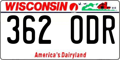 WI license plate 362ODR