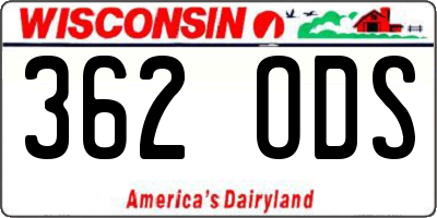 WI license plate 362ODS
