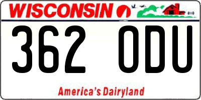 WI license plate 362ODU