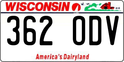 WI license plate 362ODV