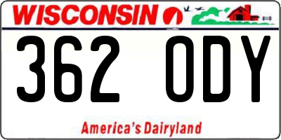WI license plate 362ODY