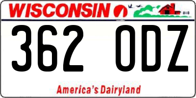 WI license plate 362ODZ
