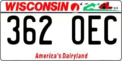 WI license plate 362OEC